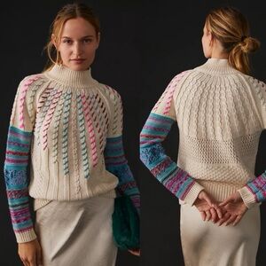 Wendy Wurtzburger + Marcella Volini Anthro Stitch Mix Fisherman Crewneck Sweater